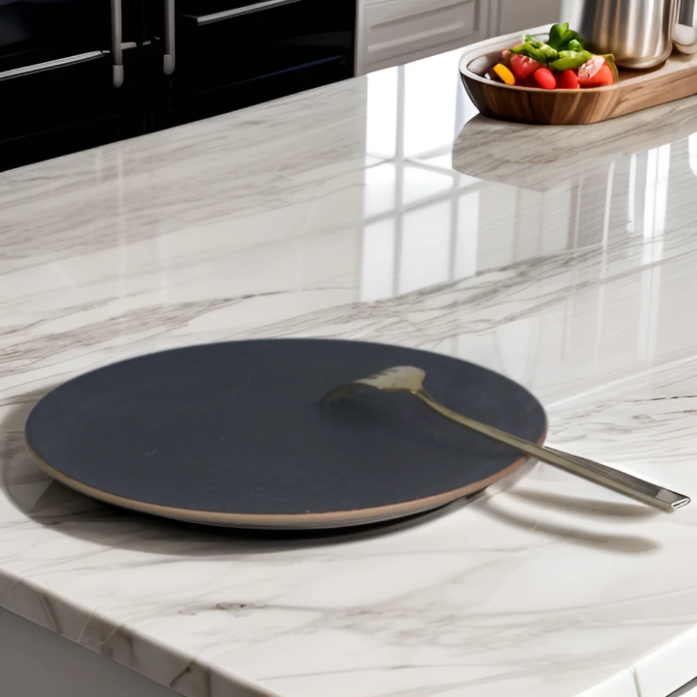 Ceramic dinnerware sets black Nordic matt round dishes food tray kitchen tableware snack plate food serving tray factory price