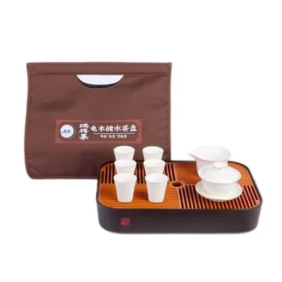 Chinese Teaware Gifts Home Office Tea Infuser TeaCup Portable Outdoor Tea Tray with Tote Bag