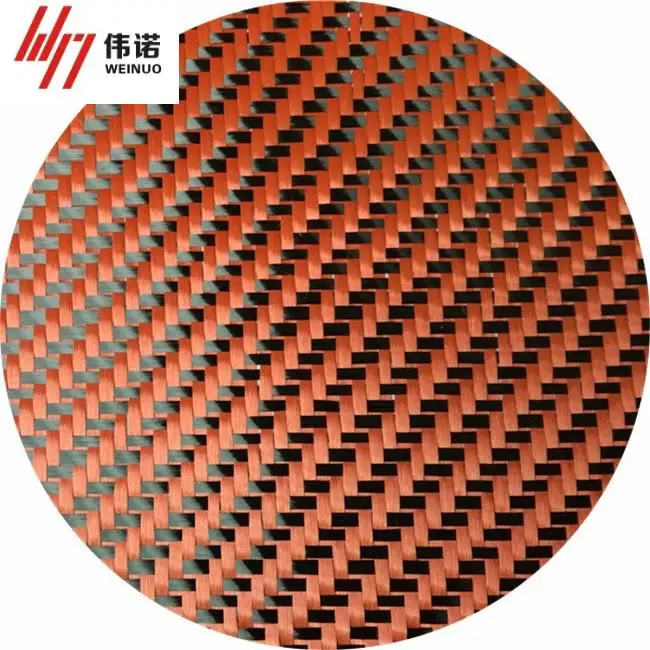 New Design Cut-Resistant 210g Orange Kevlar and Carbon Fibre Blended Fabric for Aerospace Chemical Industrial Use