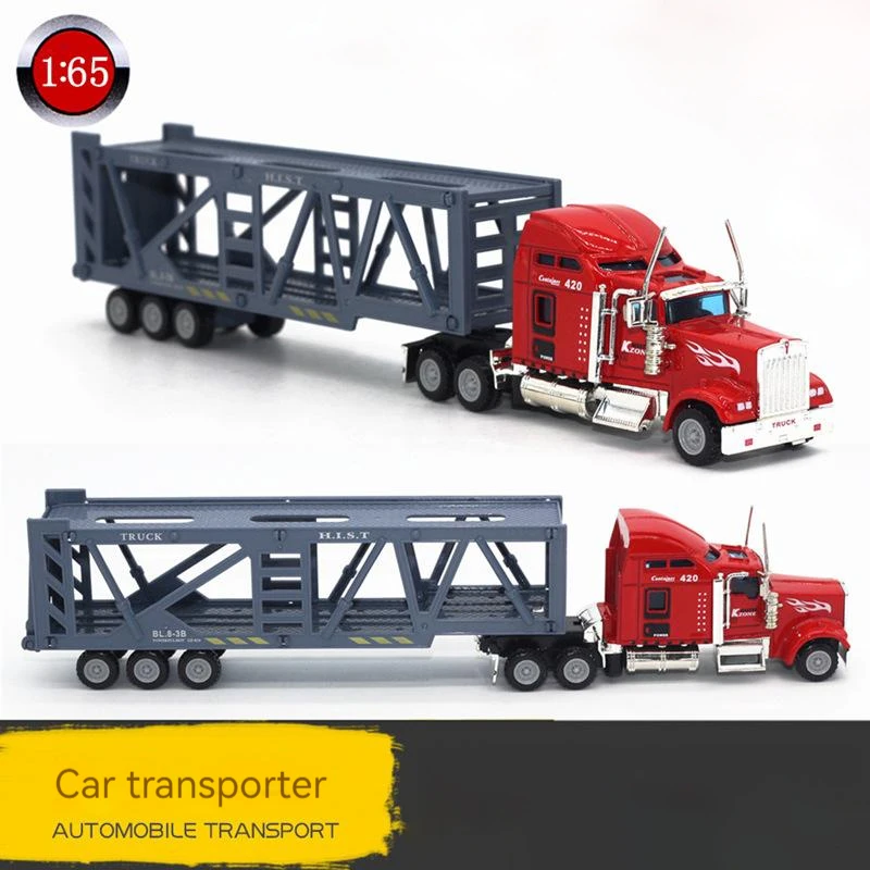 1/65 Scale 6 Packs Alloy Vehicles for Kids 3 Color Trailer Shift Gilding Container Metal Truck Model Car Diecast Toys