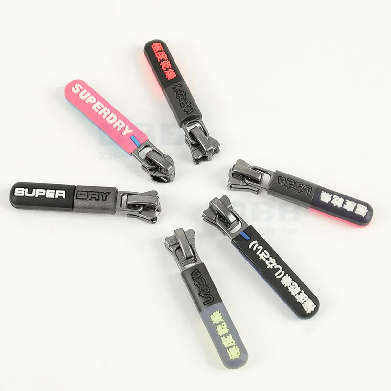 Custom Silicone Rubber Bag Garment Handbag Zipper Pullers Soft Pvc Zipper Puller Auto Customized Technics Logo