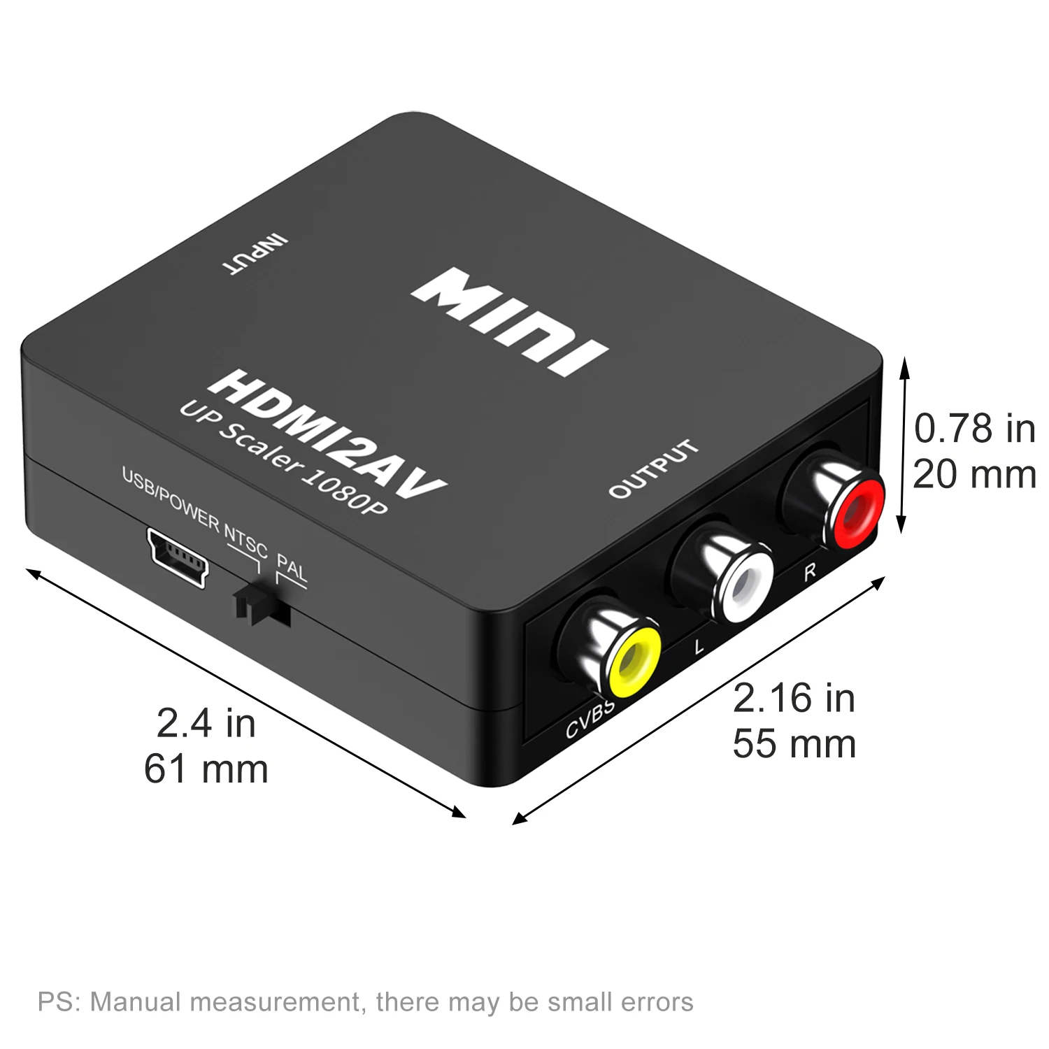 Excellent Quality composite cvbs hdmi2av 1080p hdmi to av converter 3 rca to hdmi video audio adapter for tv ps4