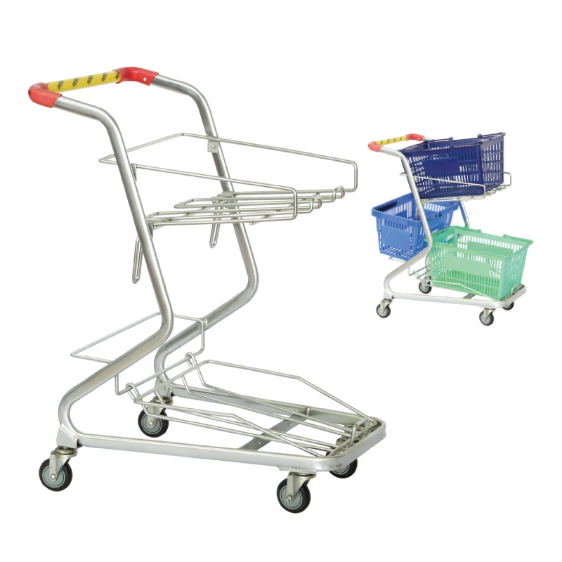 SXD-5 metal unfoldable shop trolley with basket supermarket shopping basket trolley