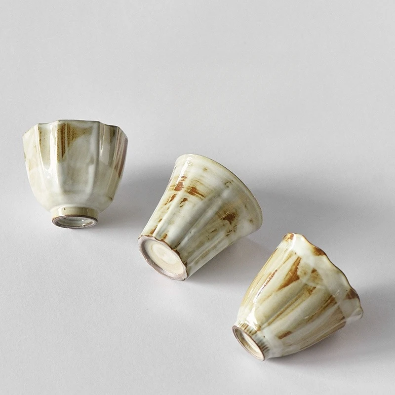 MSH Laser Engraved Logo Wabi-Sabi Zen Design Japanese Style Pottery Fruit Tea Cup