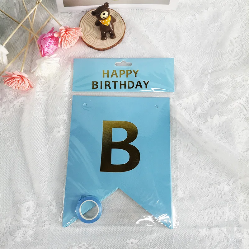 Party Festival Decoration Happy Birthday Banner Letter Fishtail Flag Party Supplies Birthday Banner