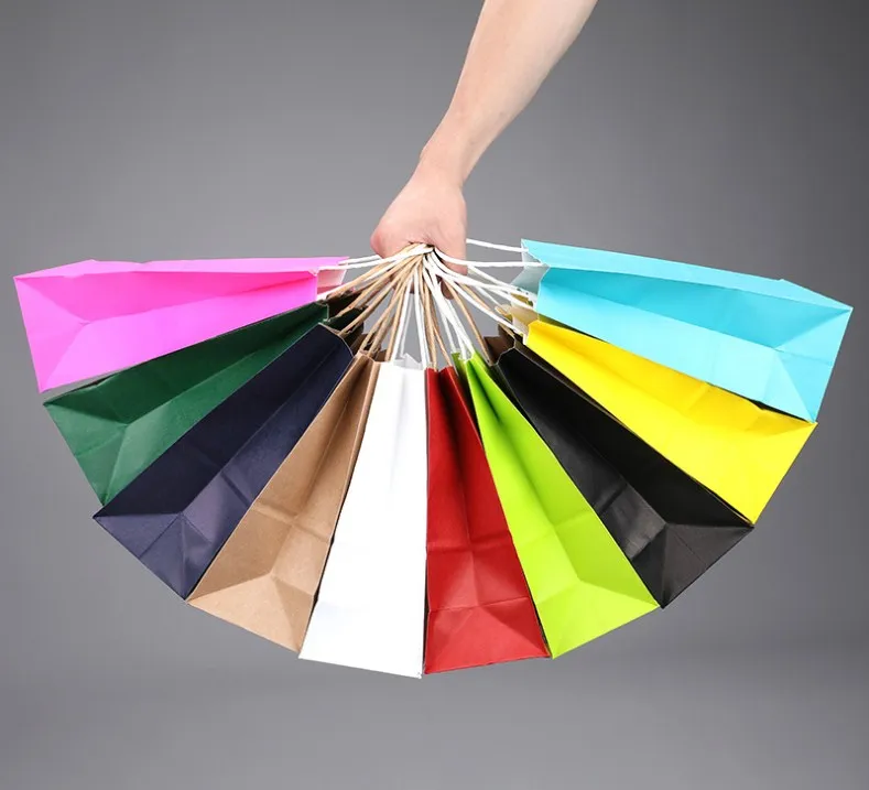 Small moq 15*8*21CM In Stock Takeaway Retail Craft Paper Bags With Handles Brown Kraft Paper Bag For Coffee Shop