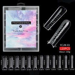 120pcs/Box Nail Art Mould Tips Nail UV Gel Long Coffin Square Ballerina Stiletto Nail Extension Mold Quick Building Mold