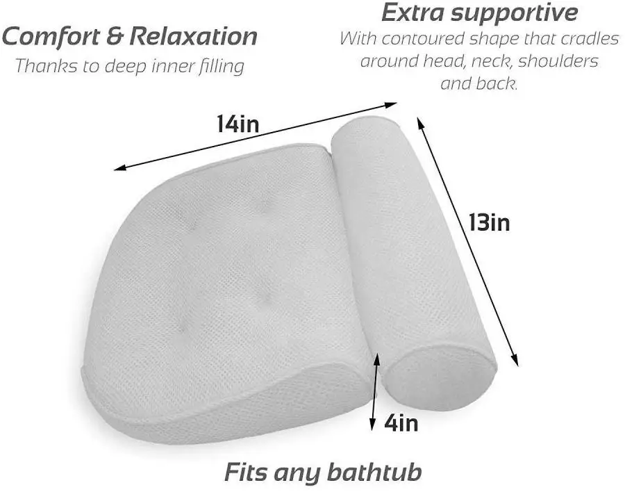 Spa Cushion Suction Cupa Comfortable 3d Mesh Adjustable Pillow for Bath Tub