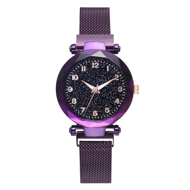 Hot Sell Luxury Star Sky Ladies 2020 Fashion Quartz Shining Magnetic Strap Mesh Bracelet Women Watch