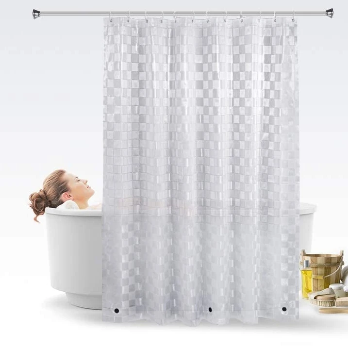 China Factory Price 1.2x1.8m 3D Shower Curtain Liner Bathroom Accessories Waterproof Translucent Bathing Sheer Bathroom Curtains