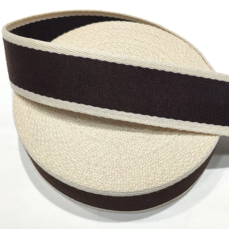 stock soft webbing strap cotton twill tape bag shoulder strap coffee/beige 1.5'
