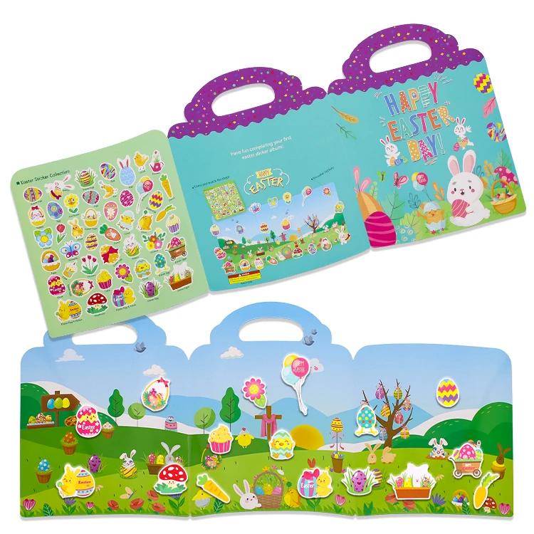 Custom 15 designs kids sticker book for Game dress up gift reusable sticker book printing