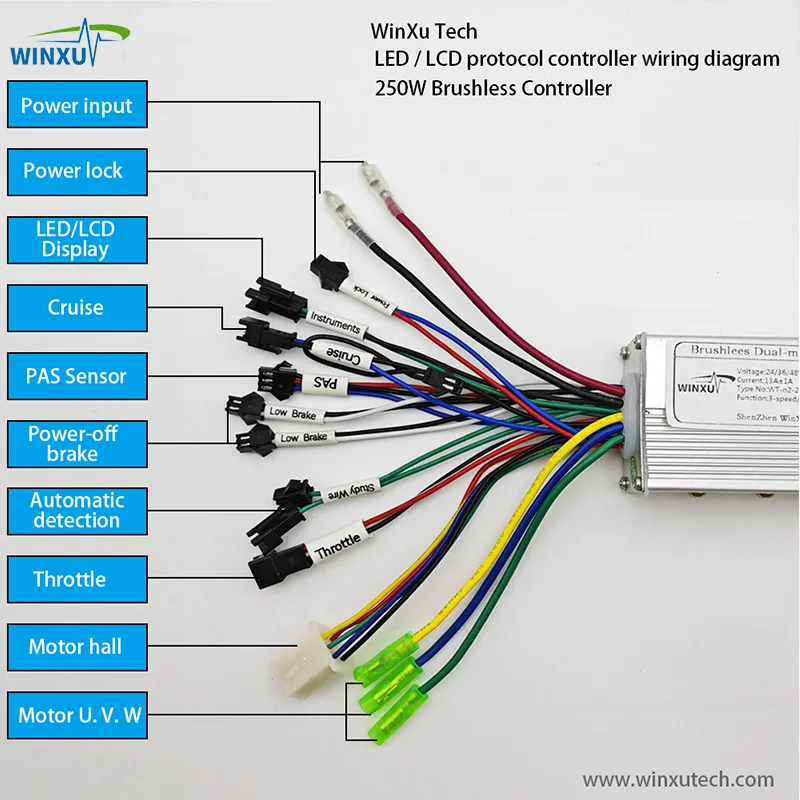 24V 36V 48V 250W 350W 13A 15A Ebike Бесщеточный привод двигателя универсальный контроллер со светодиодной панелью управления S810