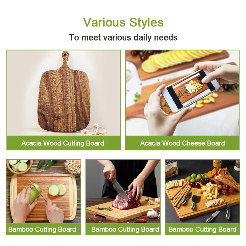 Wholesale Quality Solid Acacia Walnut Wood Charcuterie Bamboo Cheese Cutting Board For Kitchen
