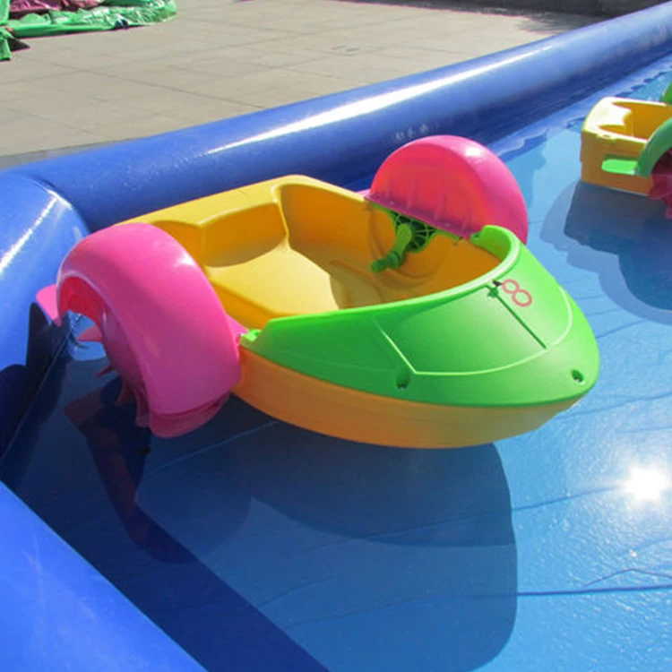 The Newest Fun Amusement Park Cheap Plastic Small Hand Pedal Boat with Inflatable Swimming Pool Kids Hand Paddle Boats