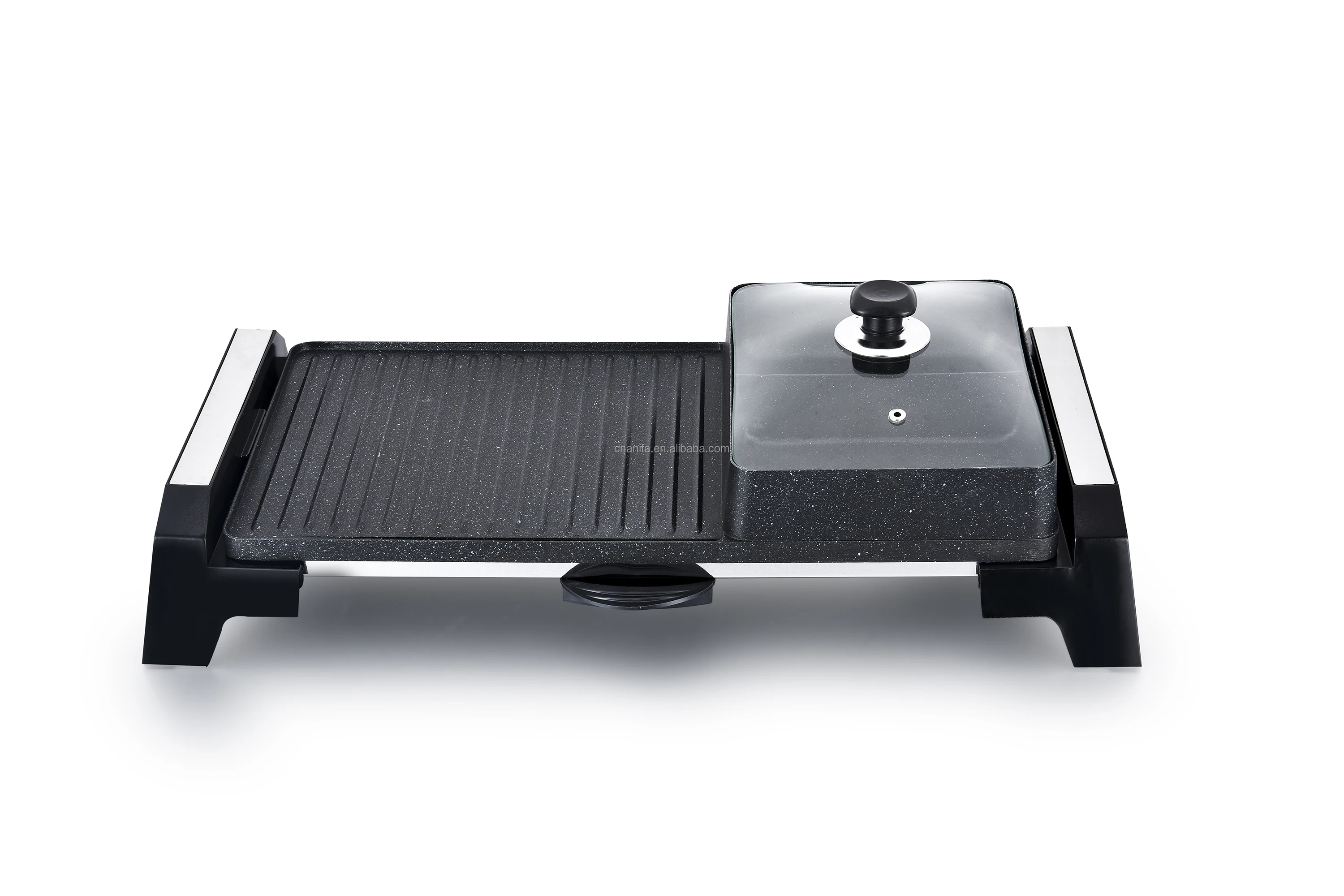 Eco Friendly Hoem Table Korean Style Smokeless 2 In 1  non-stick coating Electric grill with hot pot