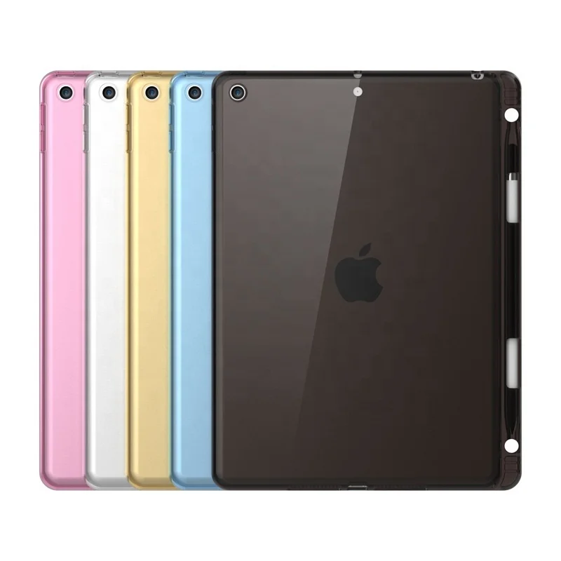 Rugged Clear Soft TPU Back Cover Tablet Case For Apple iPad 10.2 inch 9th Generation With Pencil Holder