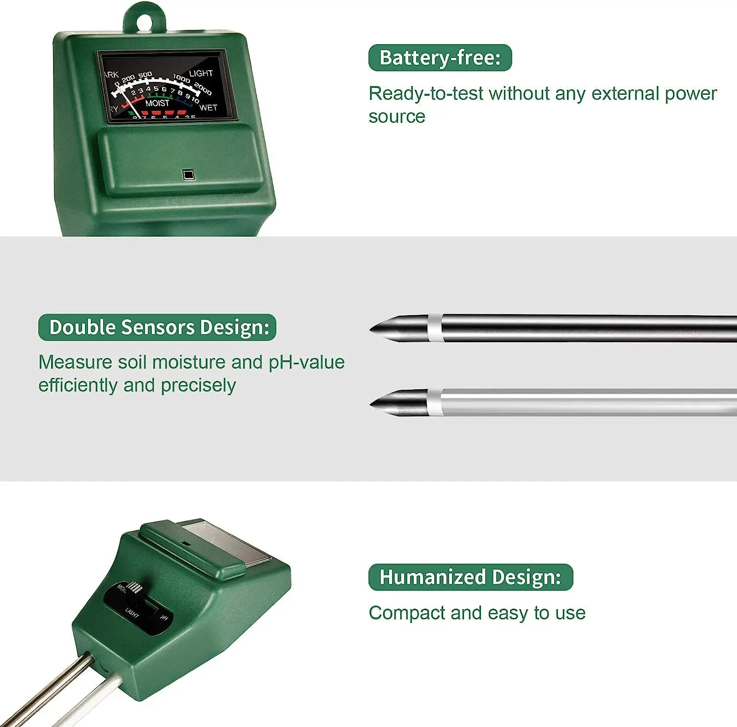 Dropshipping Products 3-in-1 Soil Moisture Light pH Tester Soil Moisture Meter Plant Water Monitor Soil Moisture Meter Test