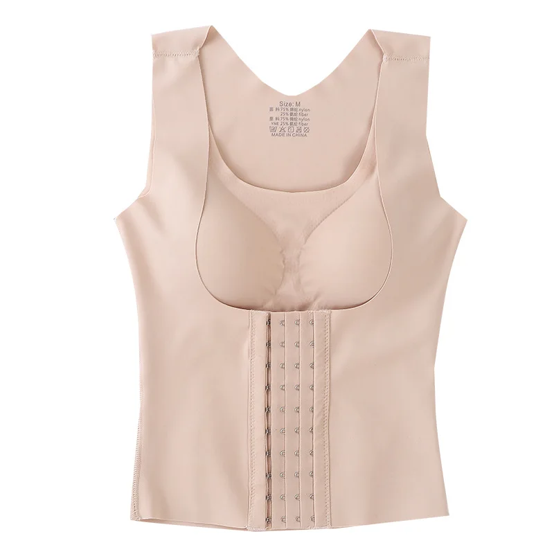 Women Seamless Front Buckle Bra Push Up Posture Corrector Tank Top Girdle Cross Back Vest  3-IN-1 Gathers Up  BRA SHAPEWEAR