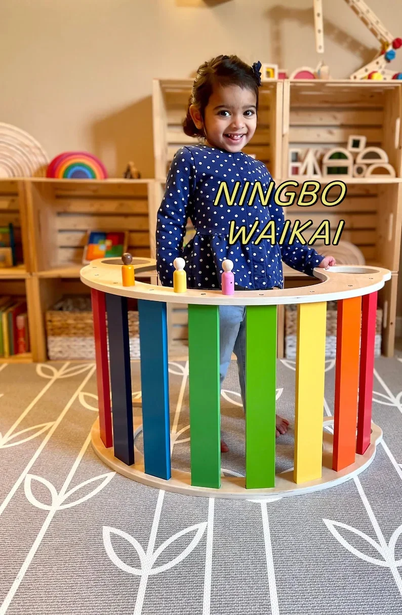 Wholesale Eco-friendly Rainbow Bridge Rocker Board Climber Rocking Chair Kids Climbing Toys Wooden Baby Chair