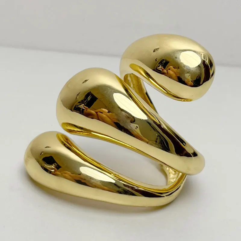 2024 New Arrival Fashion Jewelry Exaggerated design multiple layers metal  wide open cuff for women gold cuff bangles women