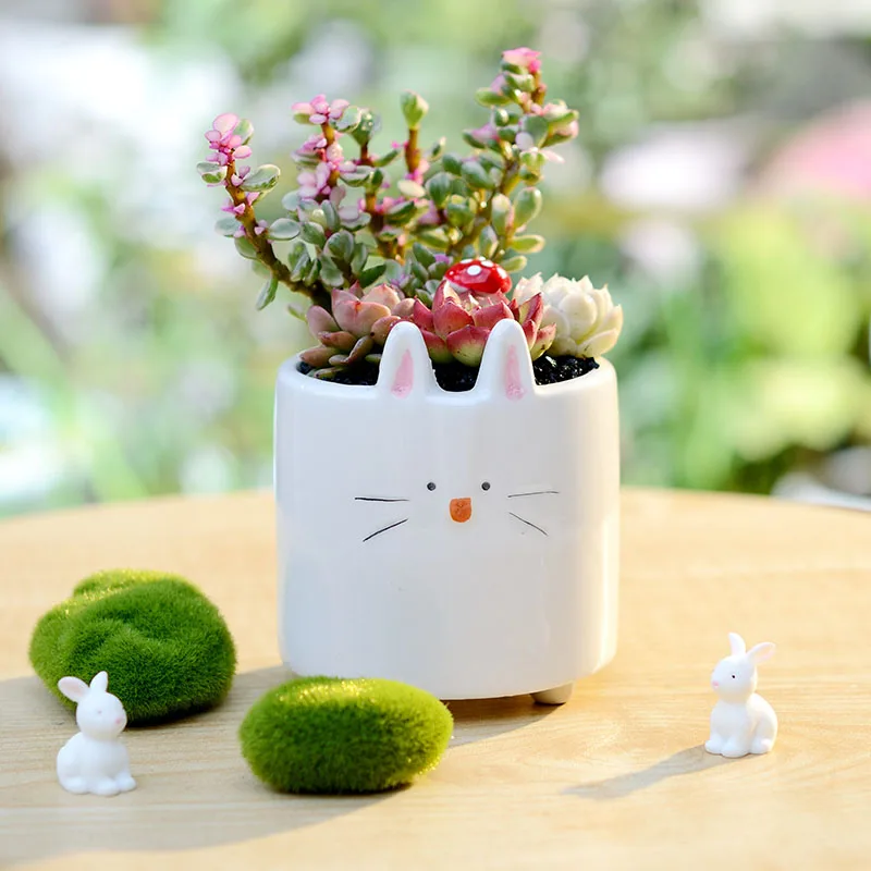 cute cartoon animal corgi shaped ceramic succulent cactus flower plant pot planter for home garden office desktop decorative