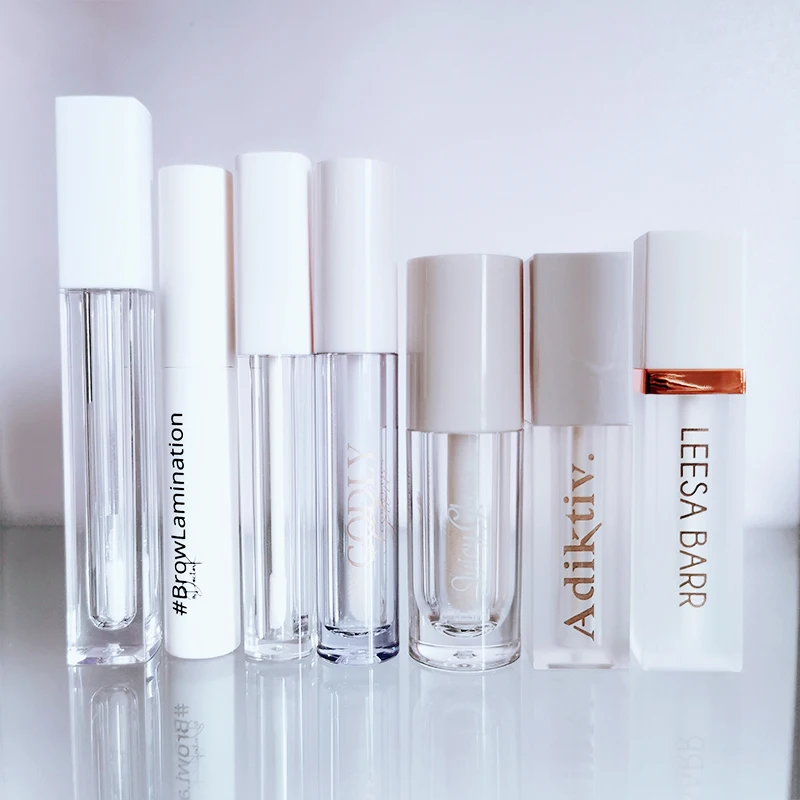5ml clear lipgloss wand tubes white empty lipgloss tube with private label large custom lip gloss tubes