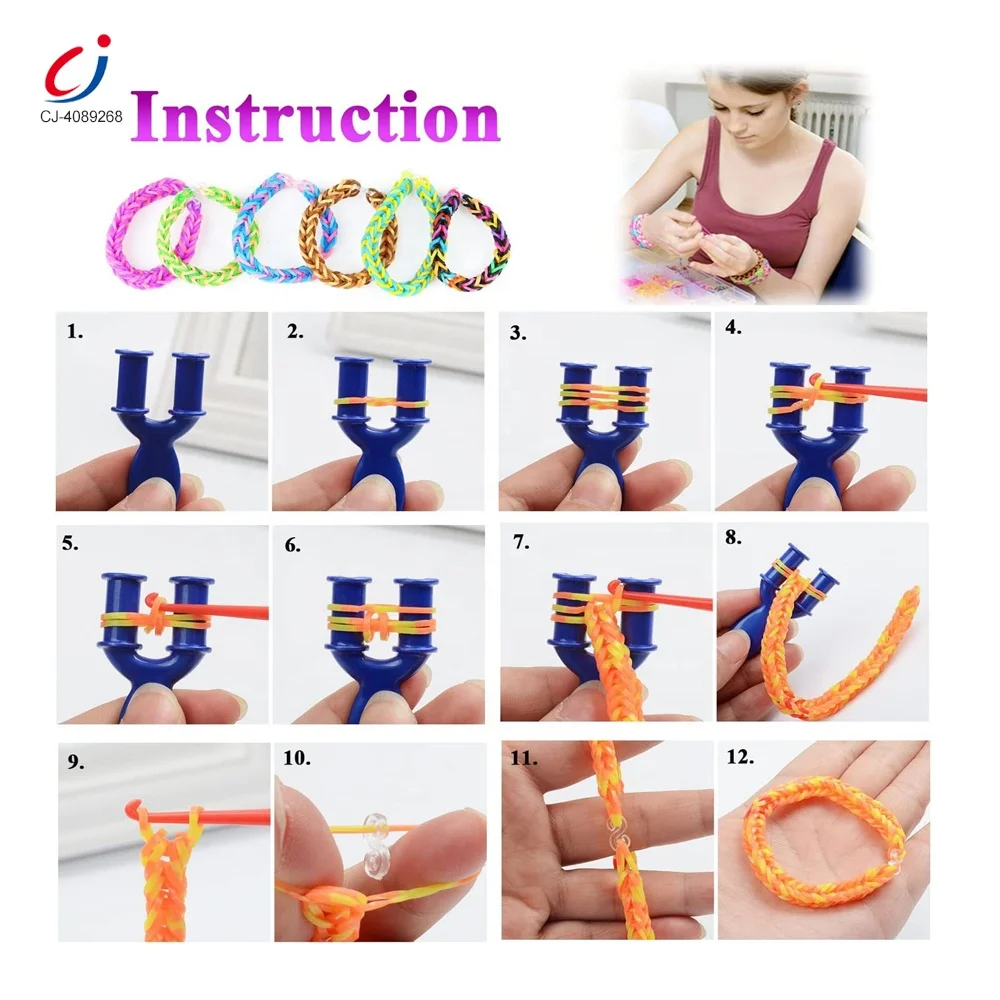 Chengji hot sale girls gift set customize DIY Christmas toys parent-child interactive rubber loom bands kit for kids