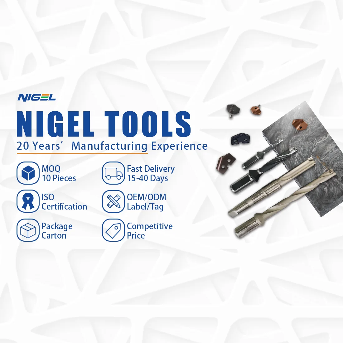 Nigel Brand 2050.1400 High-precision carbide drill bit set for deep hole convertible speed drill 5D 14.00mm Holder