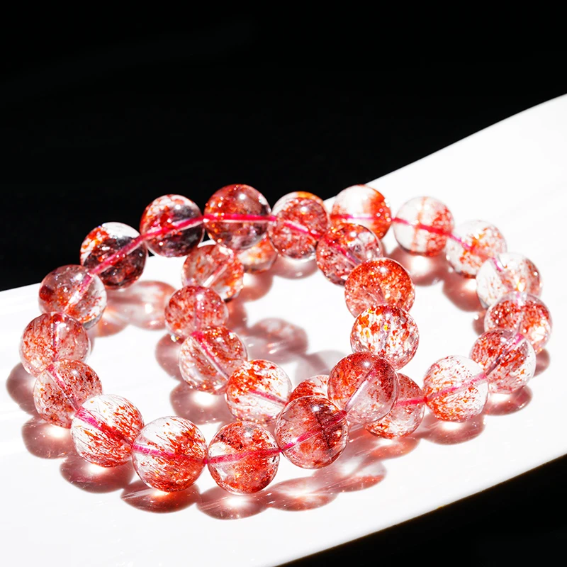 Super Seven Golden Strawberry Tourmaline Rutile Titanium Tansang Sea Pattern Peter Stone Spodumene Bracelet