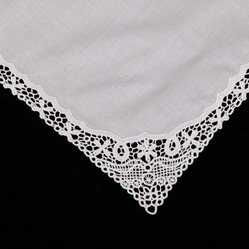 
A013 : White premium cotton lace handkerchiefs crochet hankies women/ladies wedding gift 