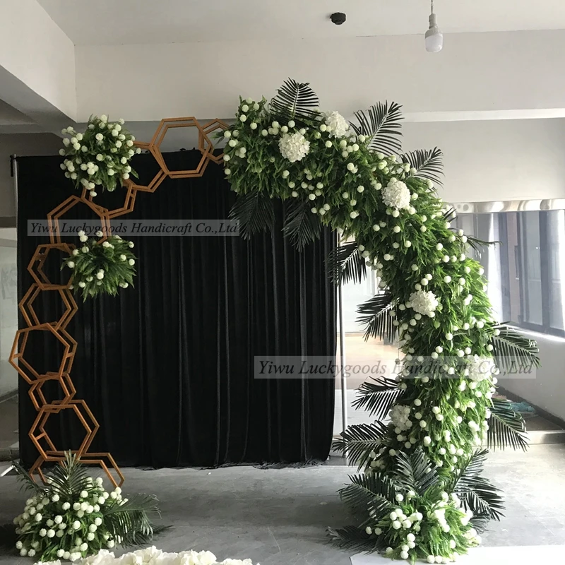 LFB1328 green Artificial flower arch backdrop set for wedding decoration