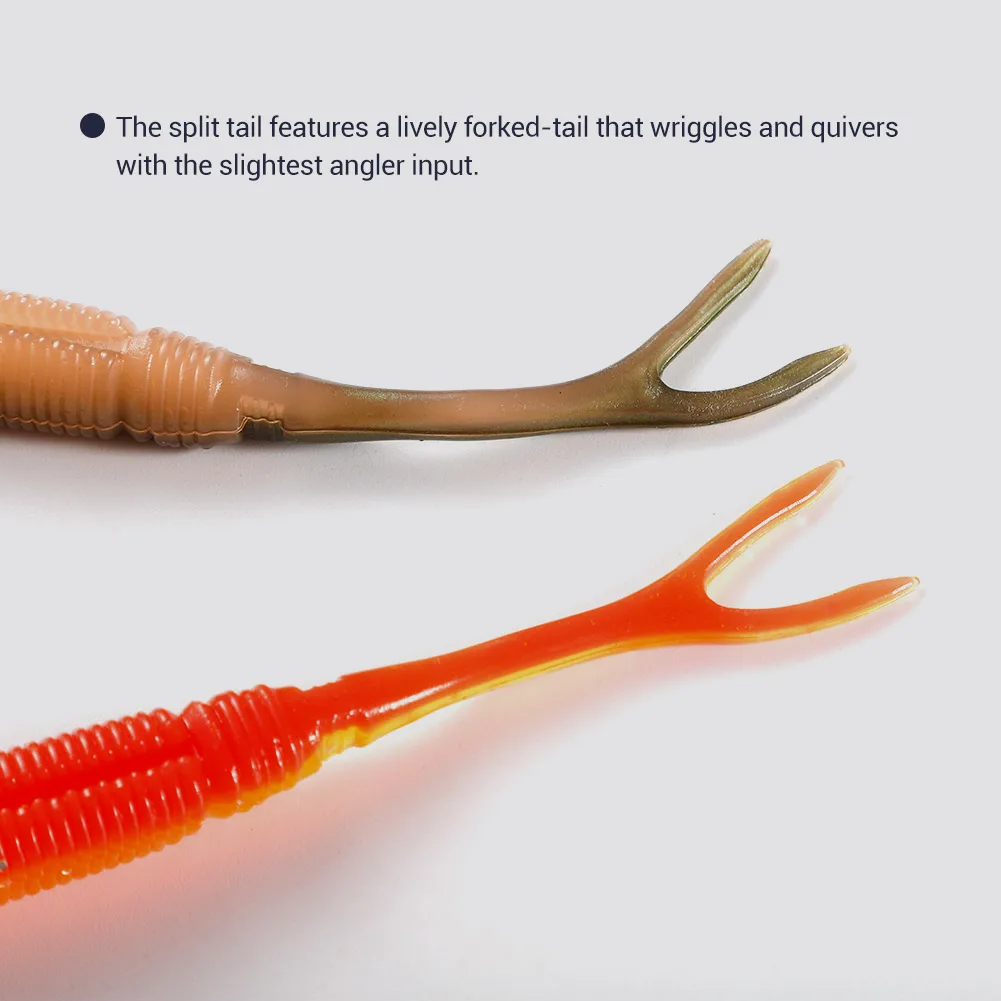 NOEBY 12.5cm 7.5g Pin Tail Fluke Fishing Soft Worms Lure , Soft Plastic Bass Lure Split Tail Bait