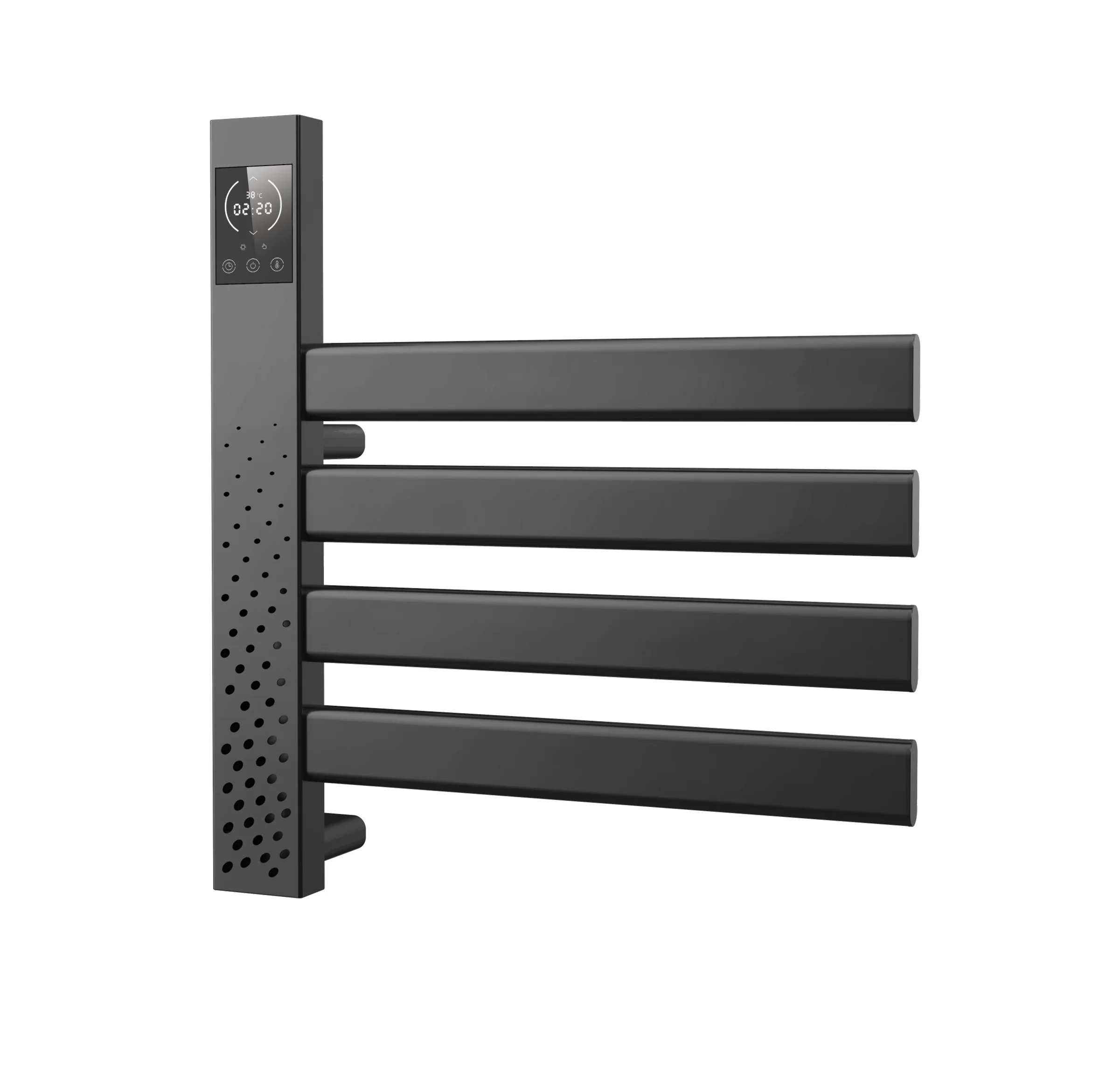 Towel Warmer Electric 4 Bar Wall Mounting Carbon Fiber Black Towel Rail Shelf And Wall Mount Towel Rack