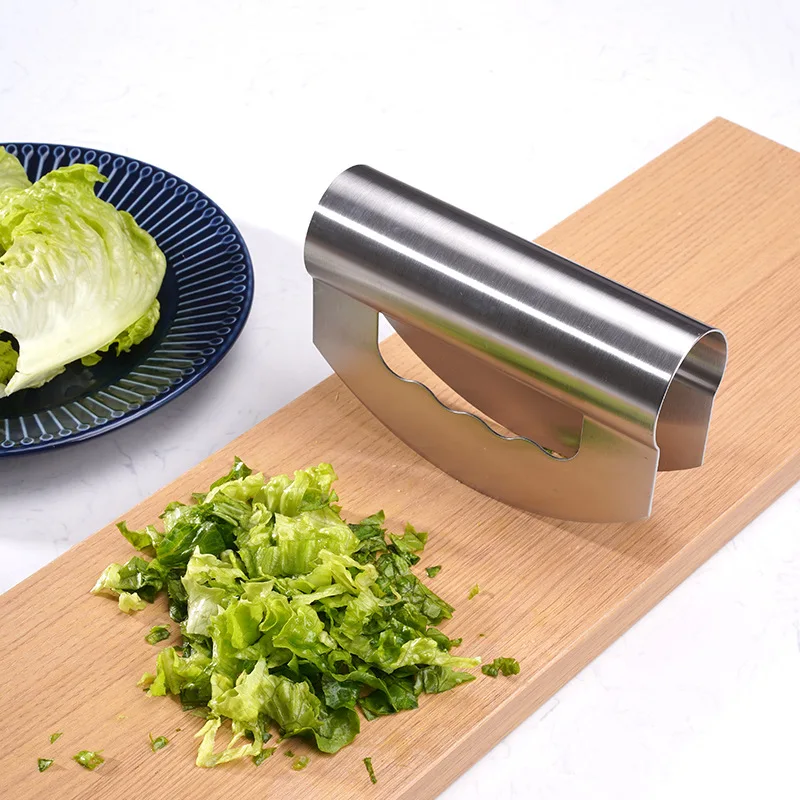 Salad Chopper Knife With Double Blade Protective Covers Salad Cutter Mezzaluna Salad Chopper