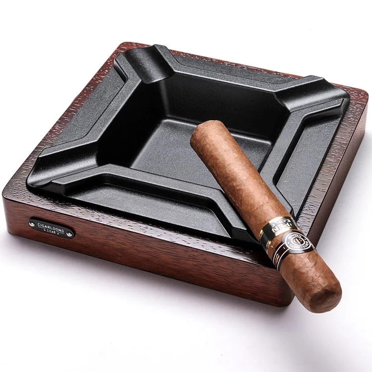 CIGARLOONG Chinese and European Design Suitable for Home and Office Cigar Ashtrays,  Large Calibre 4-slot Metal Cigar Ashtray