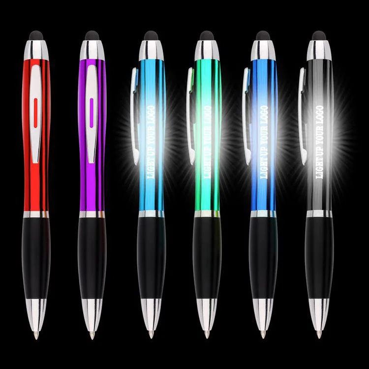 customized Led Laser Light up Ball ballpoint Pen with Rubber Grip-personalized ink light ball pens custom logo engraved