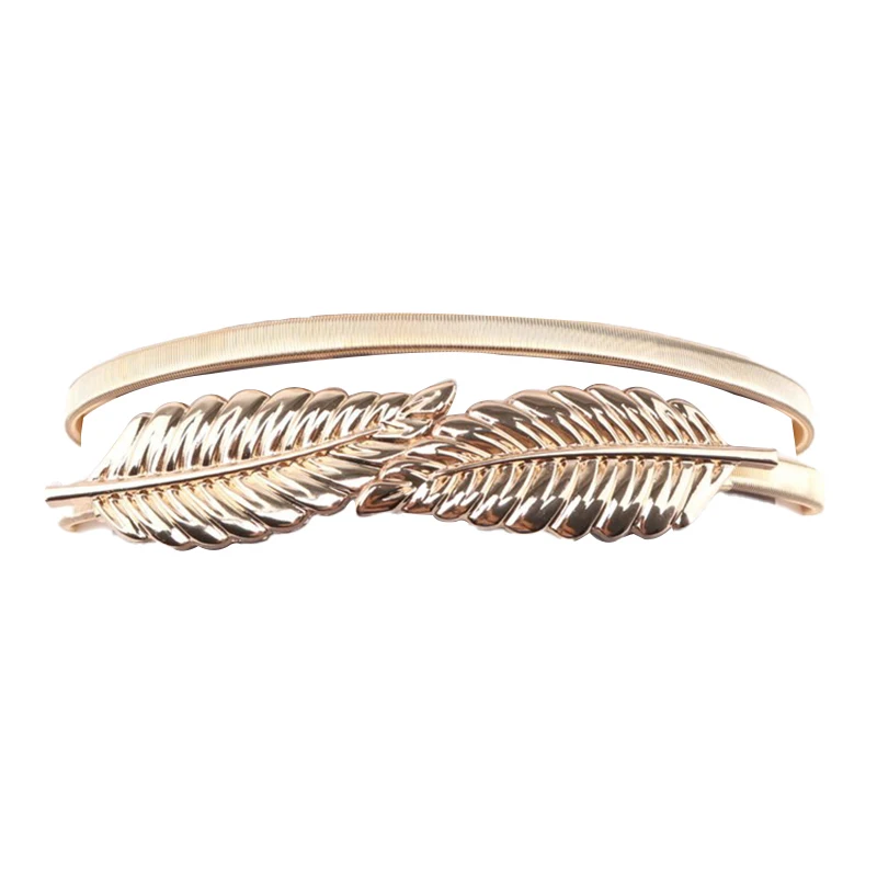 For Women Dress Skinny Luxury Elastic Waist Metal Chain Gold Belts