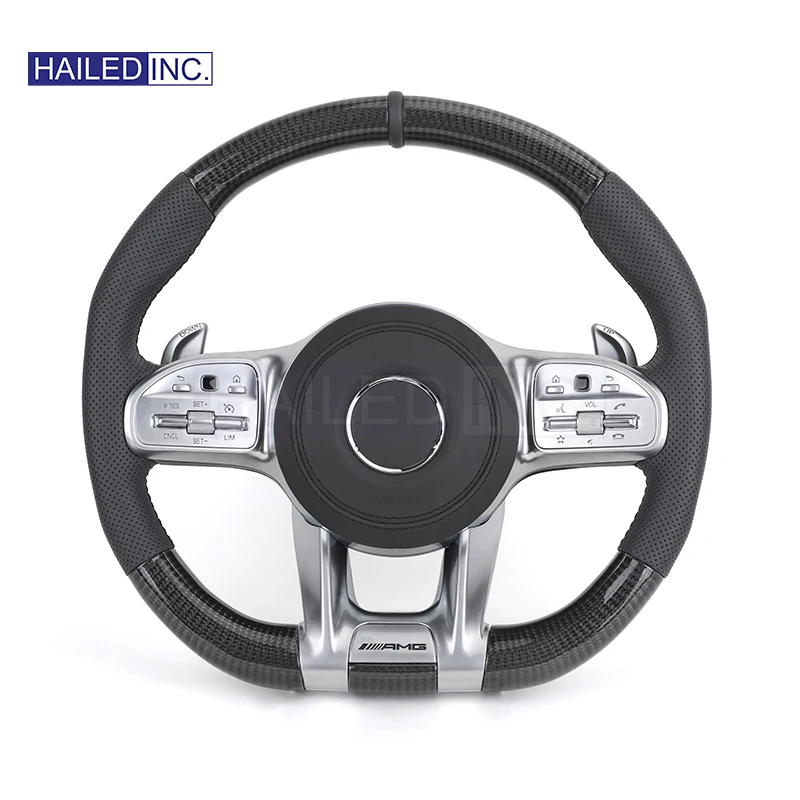 HAILED Upgrade Half Leather Carbon Fiber Steering Wheel for Mercedes Benz G Wagon W463 G63 W204 W205 W211 W212 W213 GLA X156 GLC
