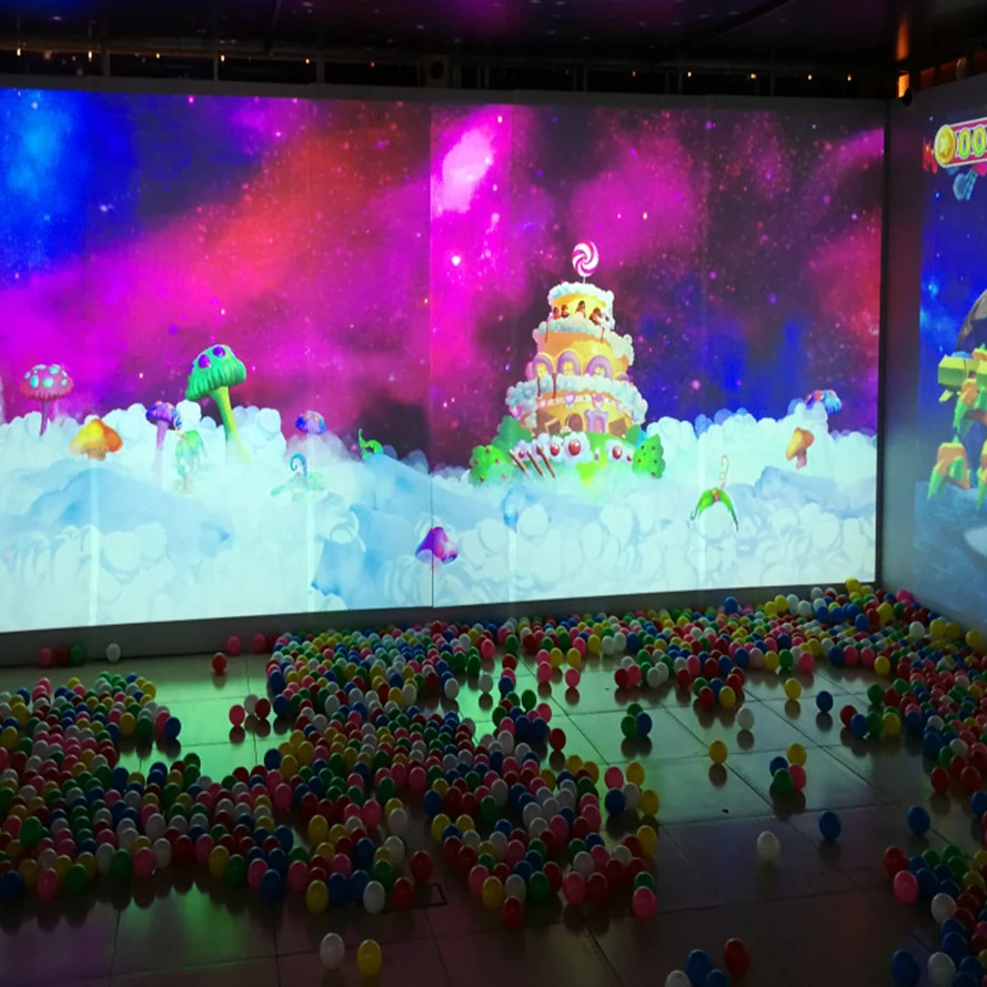 Chariot interactive device ball wall projection system for children ball wall play.