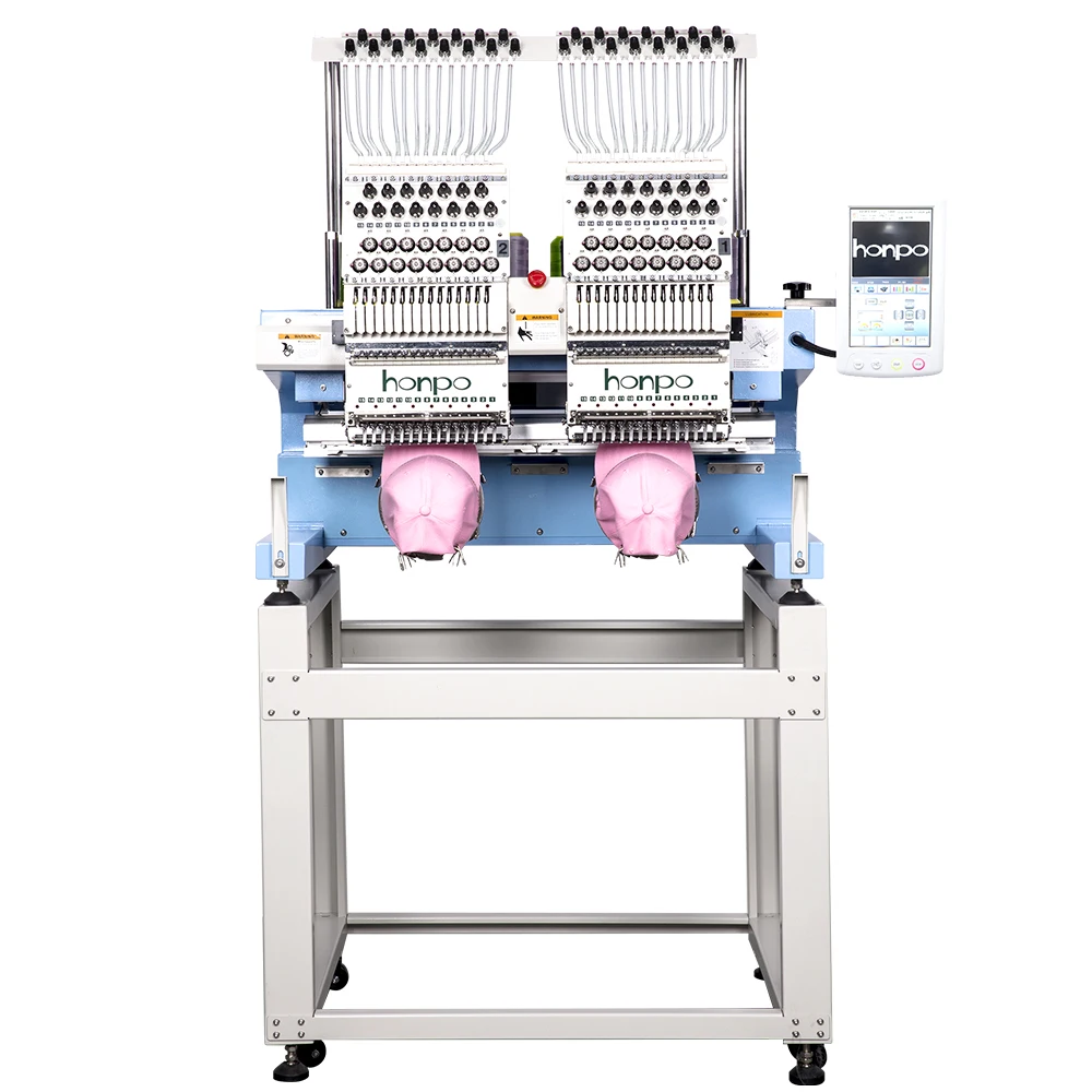 honpo Best 2  Heads Embroidery Machine 15 Needles for Caps T-shirts Pants Clothes with Computerized Embroidery