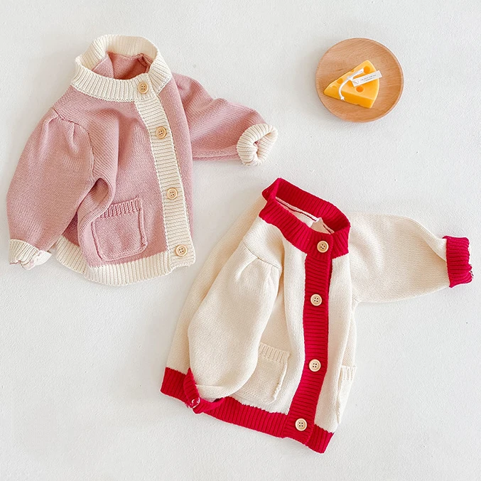 
New Style Autumn Soft Infant Girl Cotton Clothes Knitted Cardigan Sweater Boy Baby Suits 