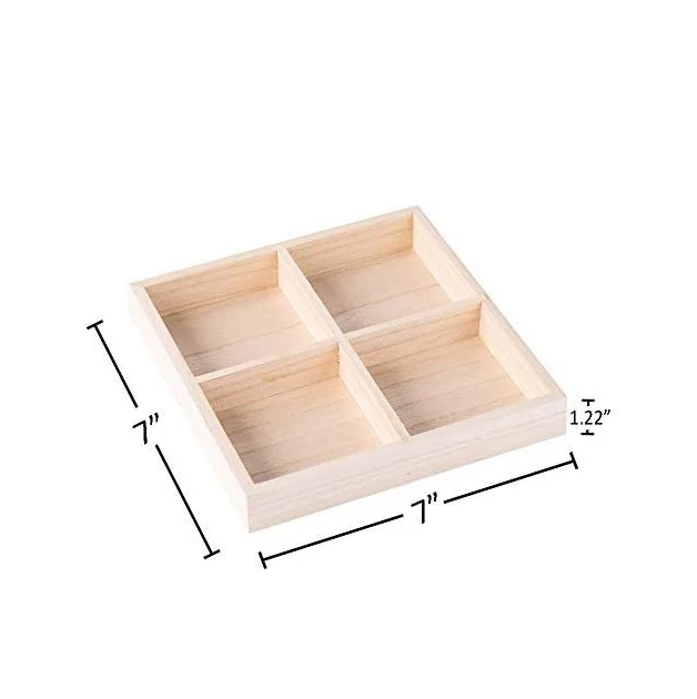 Four section wooden pallet square wooden pallet with four simple design compartments
