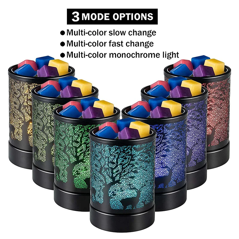 Fragrance Oil Lamp Warmer with 7 Color Lights - Pine Forest Deer Design Aromatherapy Oil Warmer for Home Decor
