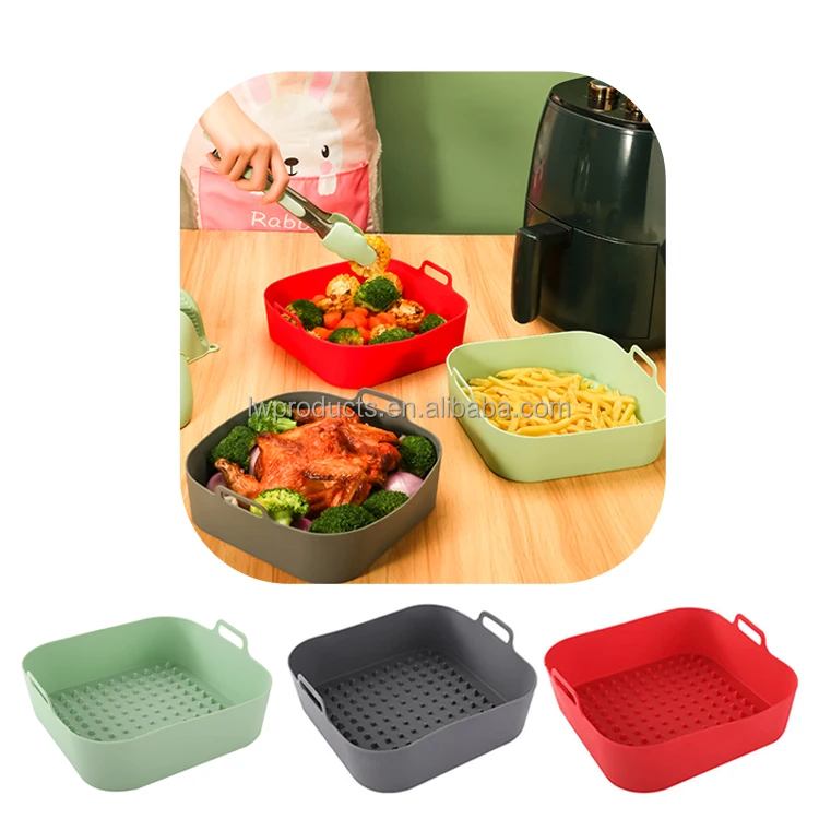 BPA Бесплатная кухонная аэрофритюрница аксессуары для микроволновой печи поднос выпечки корзина форма кастрюли квадратные силиконовые вкладыши фритюрницы