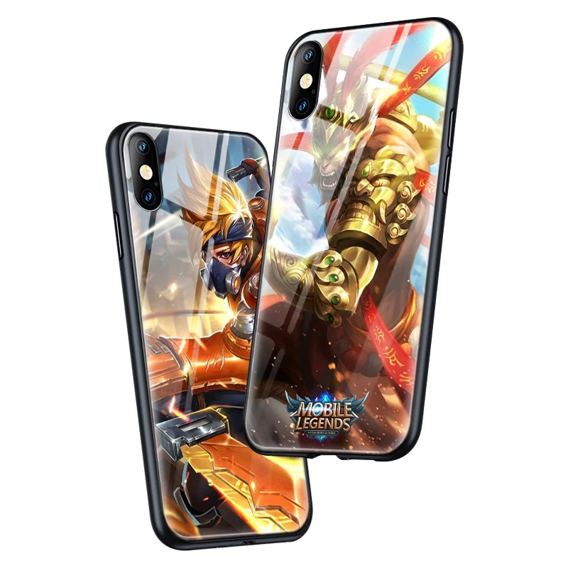 DIY Print mobile legends TPU Glass phone case for iPhone 11 X Phone Cover for Samsung Galaxy S10 A50 A70 Hard Mobile phone case