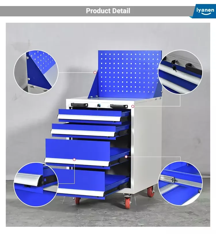 Mobile 1-Drawer Workshop Tool Storage Cabinet with Wheels Wood Panel Mobile Tool Cart with Drawers