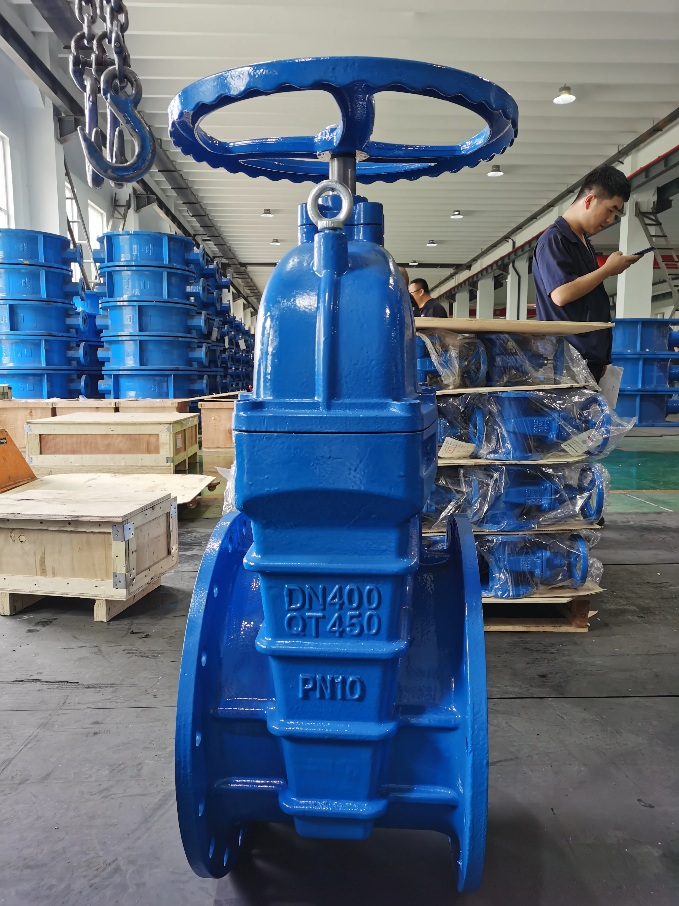 DN400 PN10 QT450 DI DIN3202 F4  NRS Resilient Seated Gate Valve with Handwheel