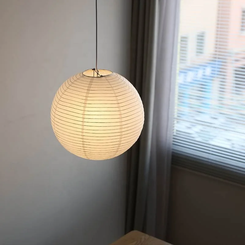 Nordic Japanese Paper Art Spherical Rice Paper Lamp Wabi-sabi Round Ball Shape Pendant Light Bedroom Restaurant Homestay Lamps