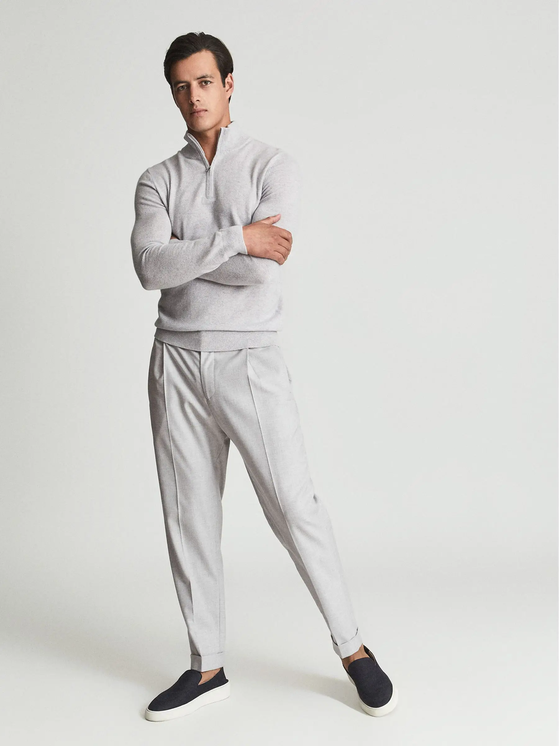 plus size custom mongolia 100% goat cashmere wool blend knit thick 1/4 half zip sweater for men homme